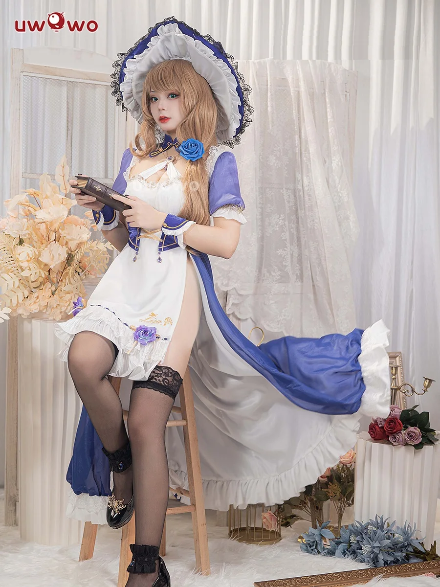 LAST BATCH UWOWO Lisa Cosplay Maid Costume Game Genshin Impact Cosplay Exclusive Lisa Maid Dress Cosplay Outfit Halloween