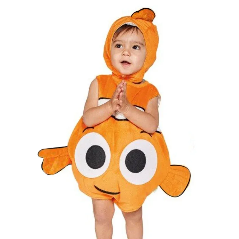 Animal actuando divertido disfraz de Halloween mameluco vestido pequeño lindo pez NEMO niños pequeños Cosplay