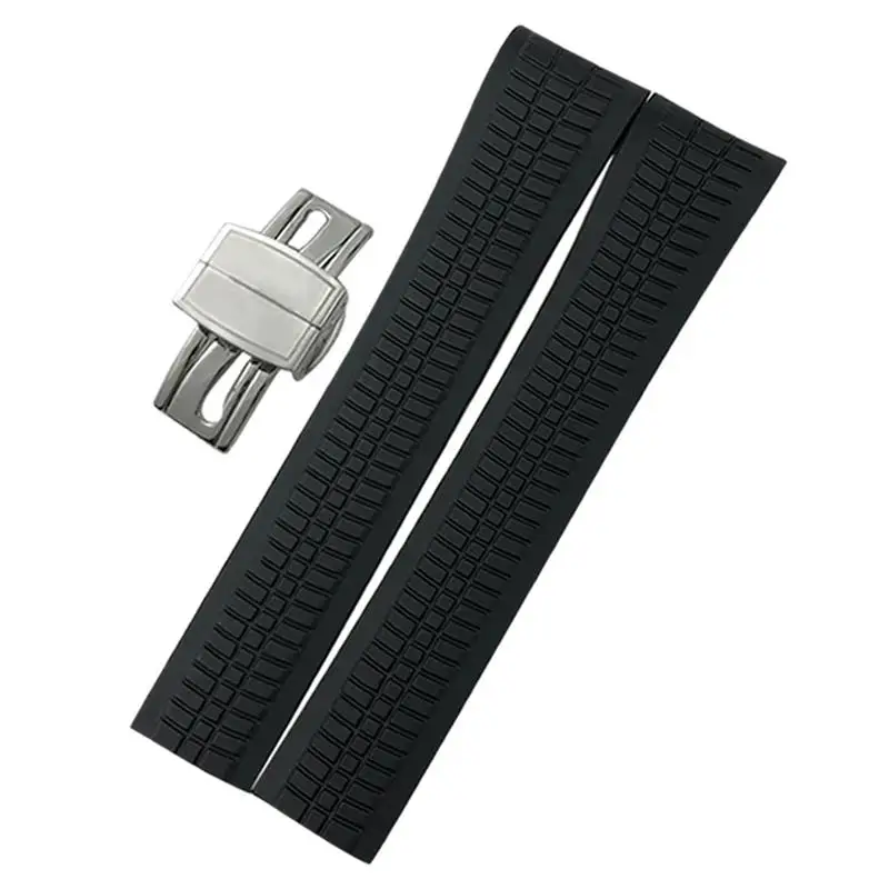 PCAVO Rubber Strap Metal Pin 21mm Watch Band Fit For PATEK 5167A 5167R AQUANAUT Philippe PP Brown Waterproof Bracelets