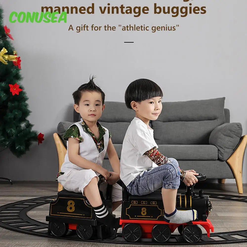 Kids Riding Toy Ailway Classical Electric Train Model Can Carry A Small Train Rail Car Children's Baby Walker Stroller Toys Boys