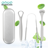 Premium Stainless Steel Tongue Scraper Cleaner Set Fresh Breath Cleaning Coated Oral Hygiene Tool Portable Travel Handy Carry