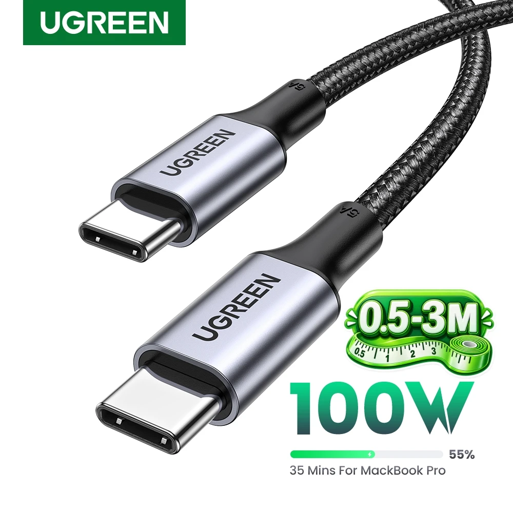 Ugreen Cabo USB-C 100W - Carregamento Rápido PD