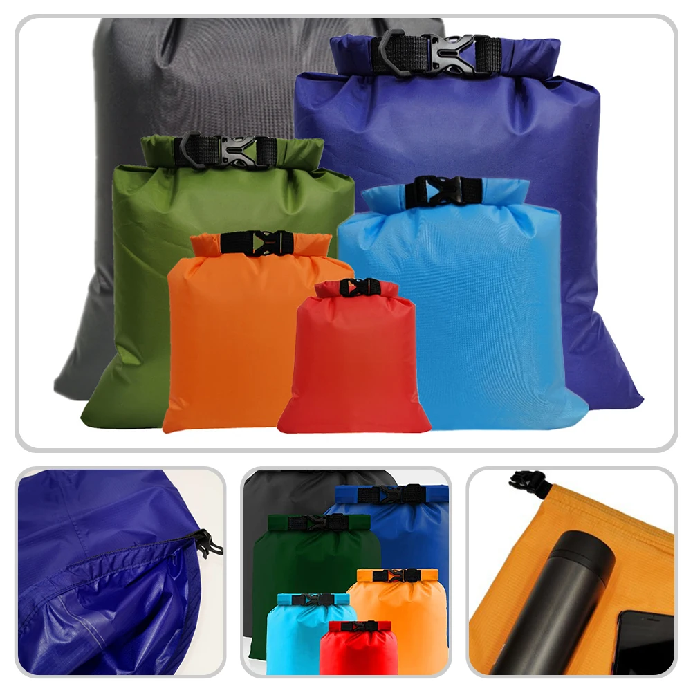 6Pcs Dry Bag Waterproof Roll Top Pouch Multipurpose Floating Storage for Camping Hiking Backpacking Outdoor Sports Equipment