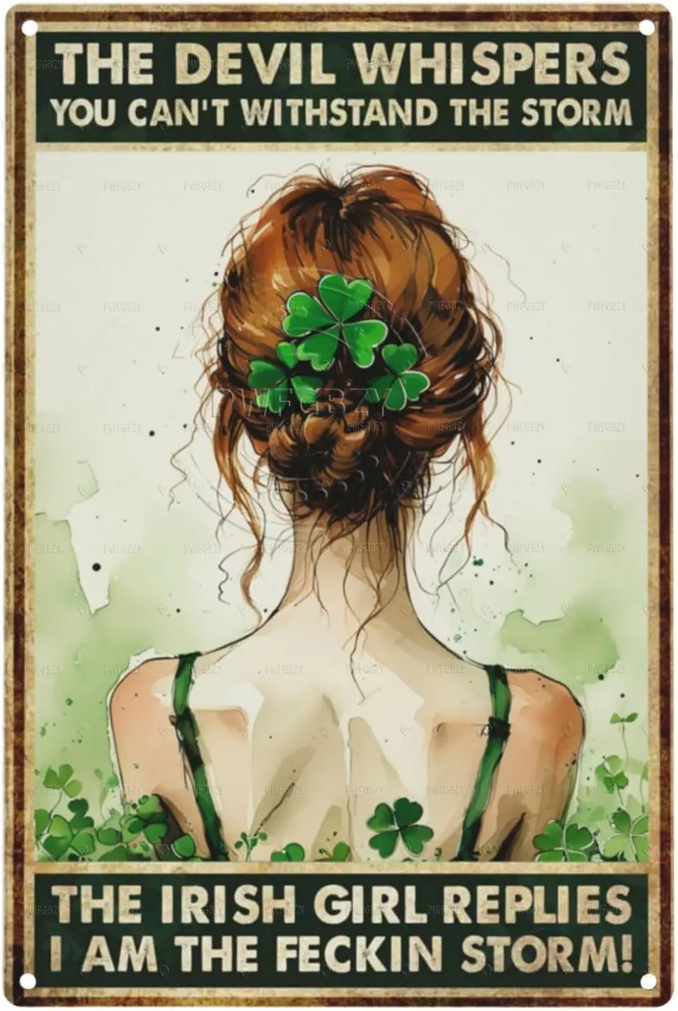 The Devil Whisper You Can't Withstand The The Irish Girl Replies I Am The Feckin St Patrick's Day Retro Metal Signs  --T