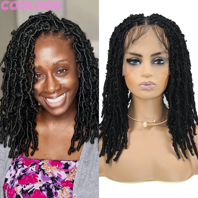 

16 Inch Full Lace Twist Braided Wigs Heat Resistant Distressed Box Braids Wig with Jumbo Plait Synthetic Lace Frontal Braid Wigs