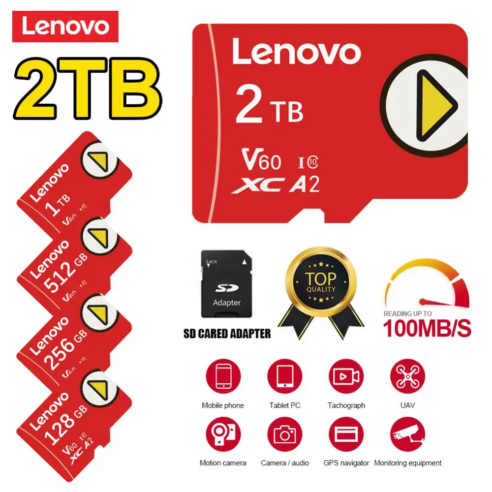 레노버 닌텐도 스위치 라이트 게임 콘솔용 고속 메모리 카드, 마이크로 TF/SD 카드, V30 A2, 2TB, 1TB, 512GB