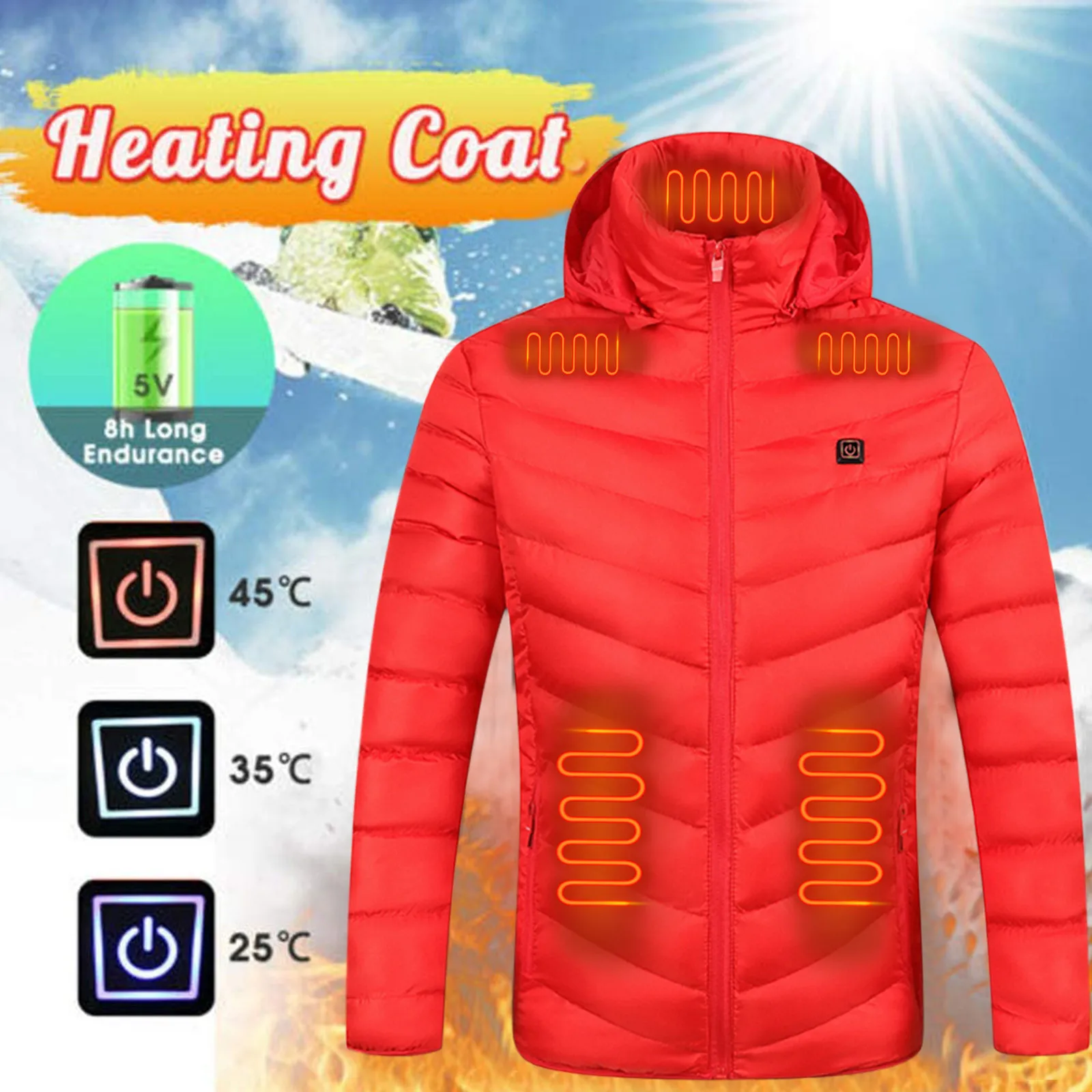 

Areas Usb Electric Heating Hooded Jacket Men Thermal Waterproof Windproof Warm Coat Outdoor Camping Hiking Winter Jackets