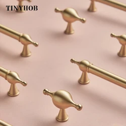 Tinyhob Gold Unique Design Solid Brass Furniture Handles Kitchen Cupboard Door Pulls T bar Cabinet Hardware Drawer
