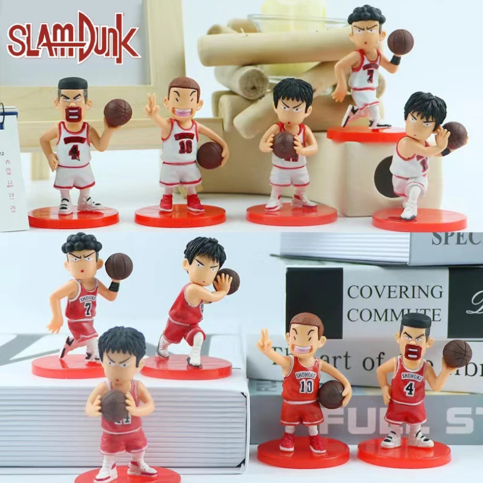 5pcs SLAM DUNK Anime Figure Sakuragi Hanamichi Rukawa Kaede Akagi Takenori Action Figures Model Dolls Kids Toys Cake Decoration