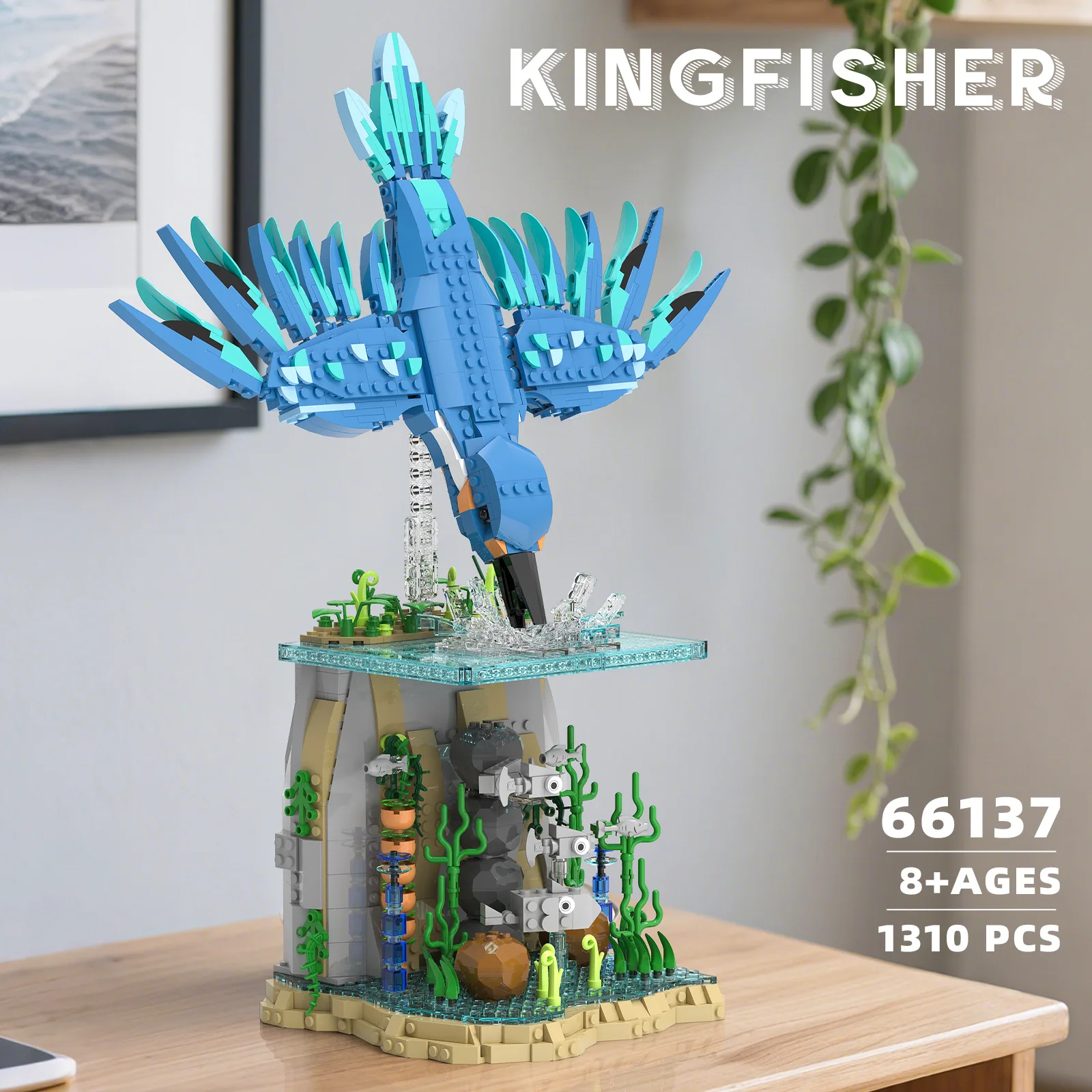 1310PCS DIY Animal Model Kit,Kingfisher Catching Fish Building Blocks Toy for Kids Adult Teen Festival gift  Desktop decoration