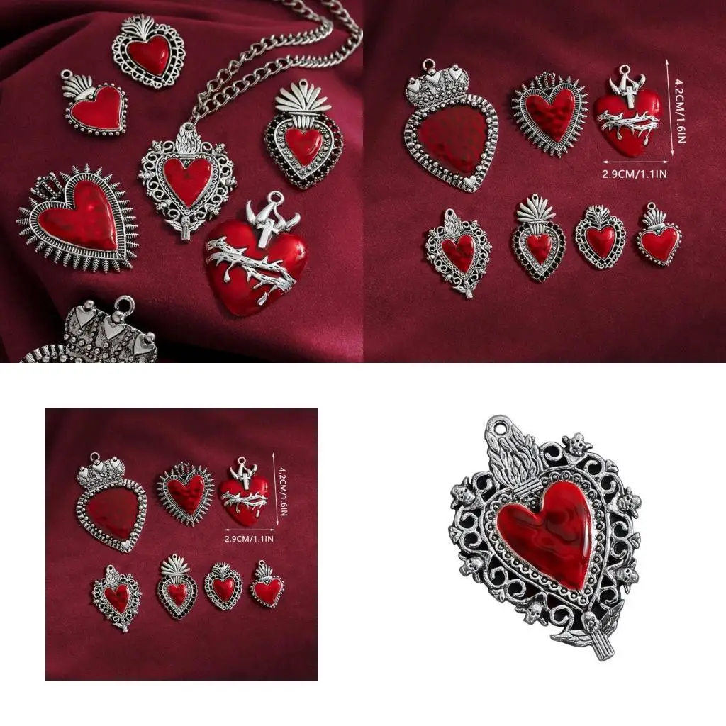 

A52E DIY Heart-shaped Pendant Punk Heart Charm Gothic Hanging Ornamnet Decor