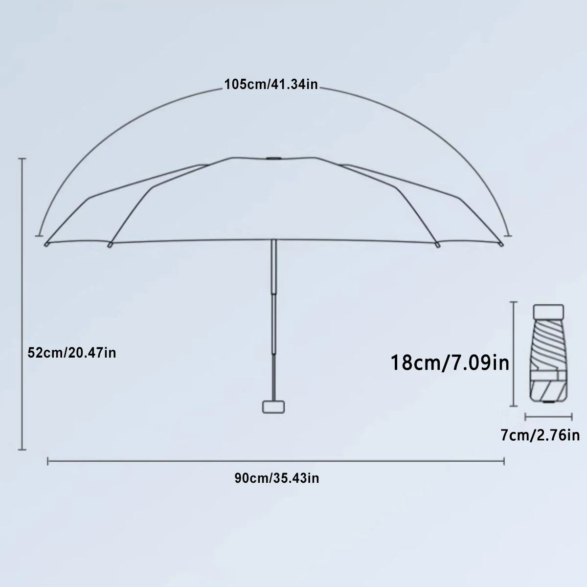 Compact 6-Rib Mini Folding Umbrella - Lightweight, Durable Aluminum Alloy Handle & Frame, Manual Open/Close, Stylish & Portable