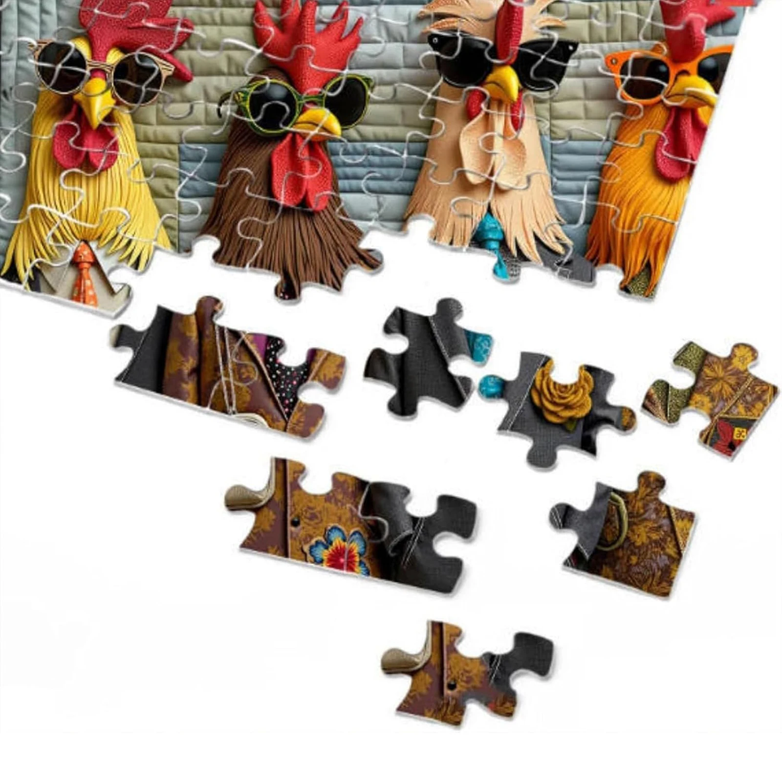 1000 pièces coqs de piste Puzzle à la mode coq Art Puzzle drôle coq défi d'art Puzzle pour adultes cadeau