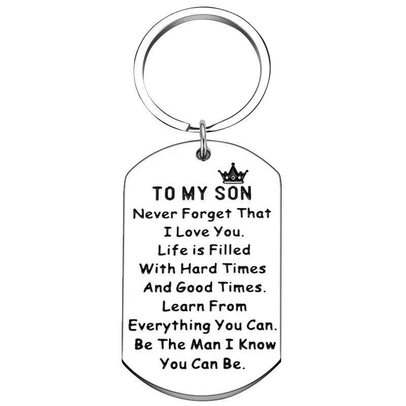 Never Forget That I Love You Keychain Pendant Son Birthday Key Chains Graduation Gift