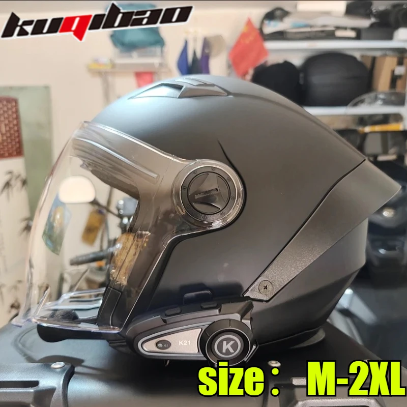 

Мотоциклетный шлем Kuqibao с Bluetooth-интеркомом, полушлем, мужской и женский, универсальный, с двойным визором, для всех сезонов, capacete de moto