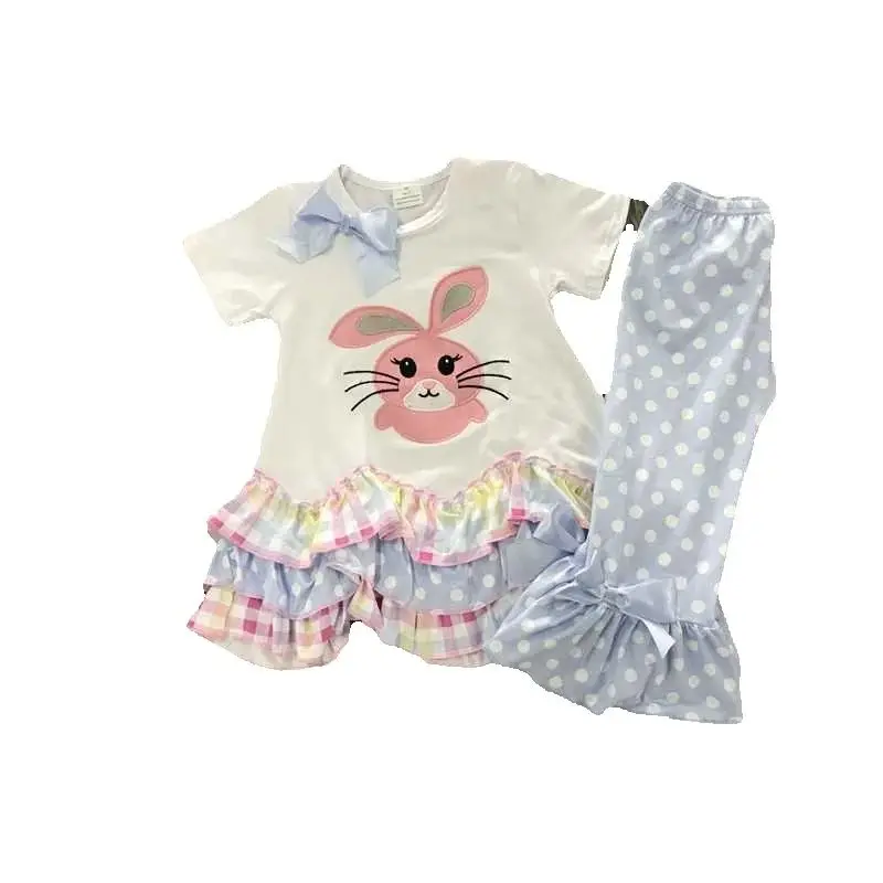 

White rabbit Bunny Easter Sets Tops and Pants Girls Baby Clothes Childrens ClothingBoys Baby Clothing