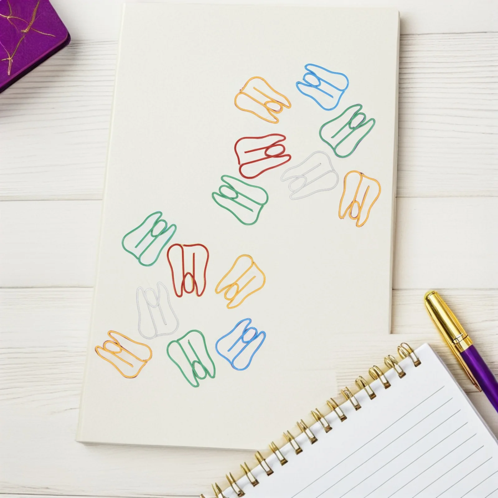 

100 Pcs Teeth Paper Clip Cute Clips Decorative Office Color Metal Shape Bookmarks Assorted School Colorful