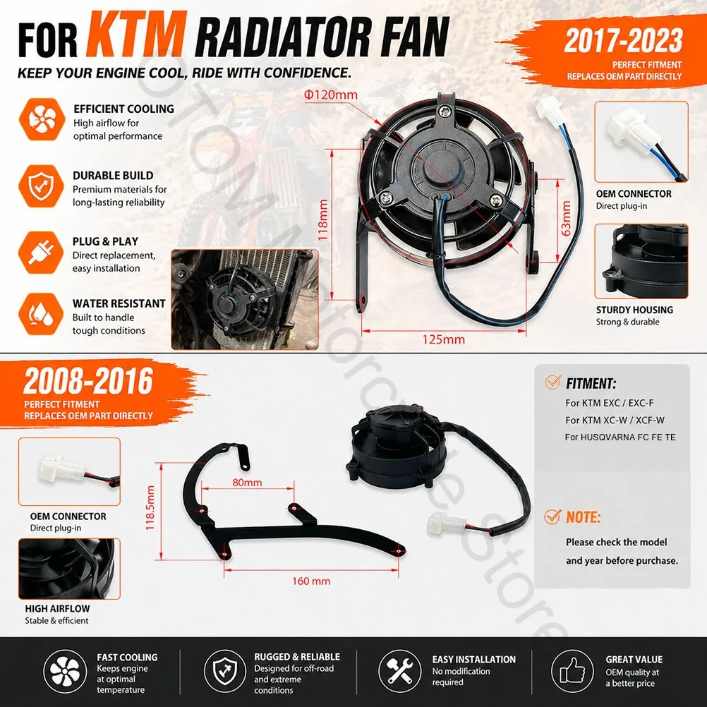 For KTM HUSQVARNA 2008-2016 Motorcycle Engine Radiator Fan Oil Cooler Water Tank Cooling XCW XCFW EXC EXCF FE TE 250 300 350 450