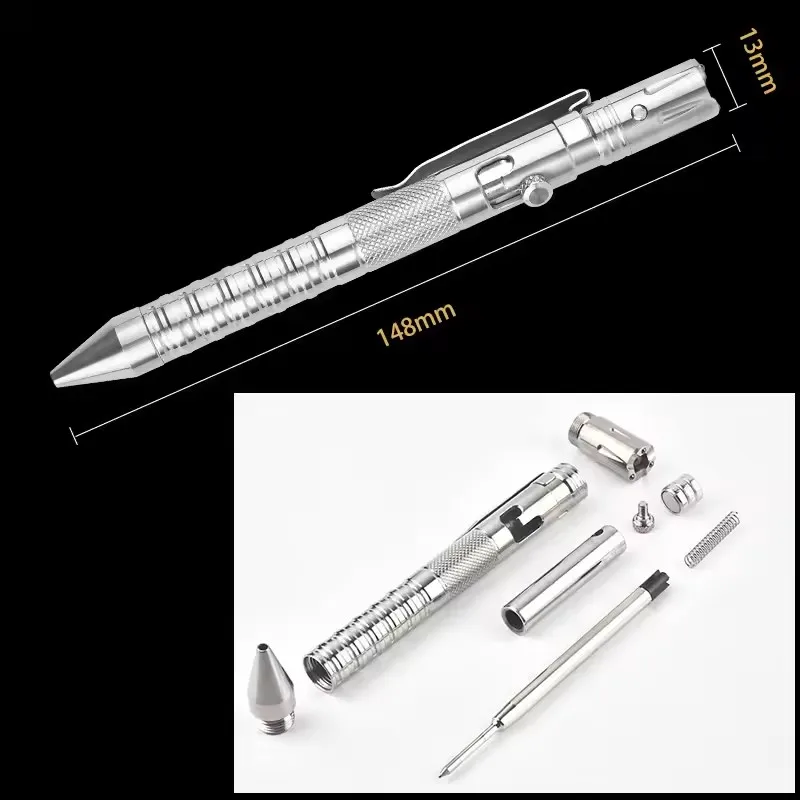 

Многофункциональная титановая тактическая ручка для самообороны, фонарик, стробоскоп, аварийный оконный молоток для выживания на открытом воздухе, EDC инструмент, подарки