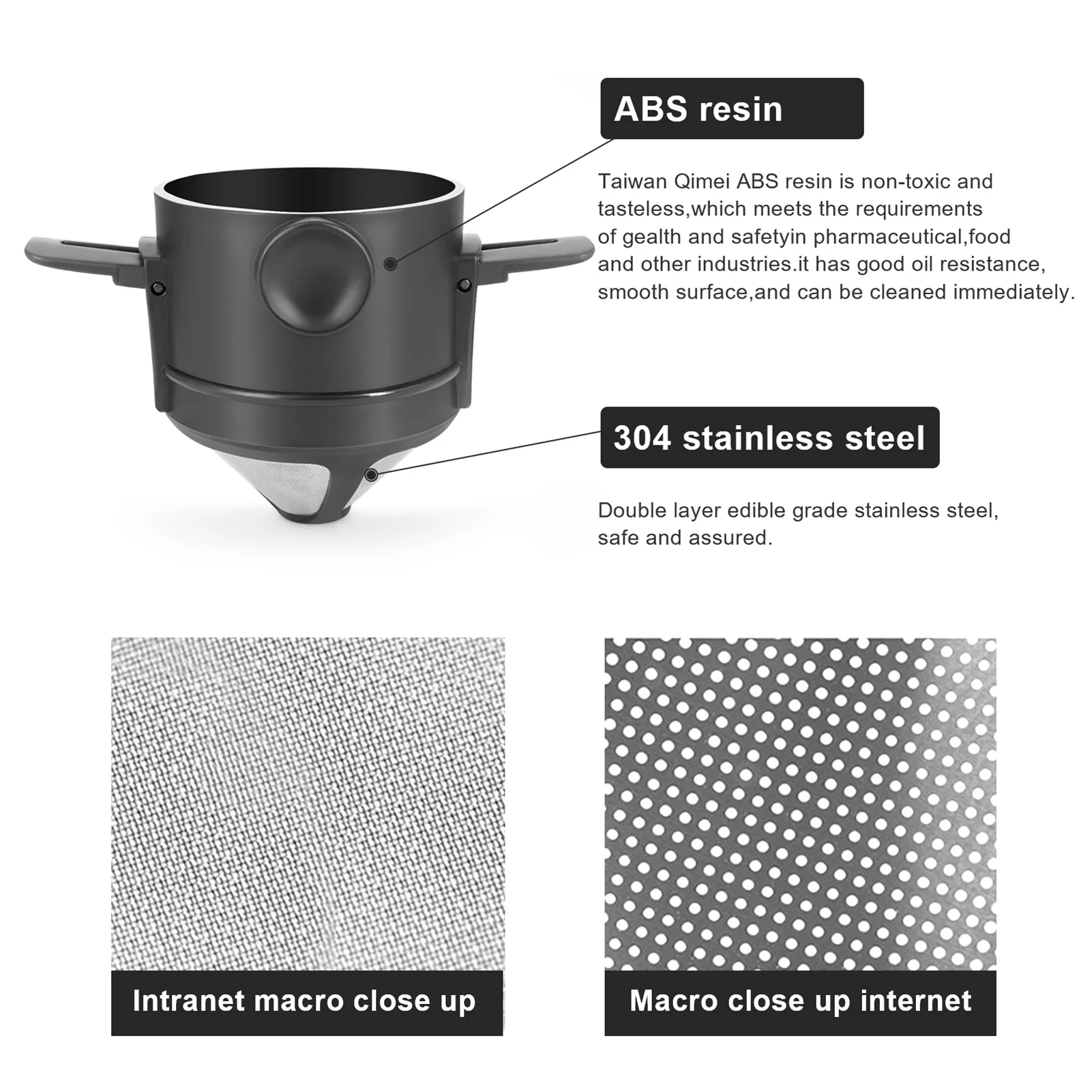 Folding Portable Hand Brewed Coffee Dripper Cone, for Drip Coffee and Tea with Stainless Steel Holder, No Filter Paper Ultra Fin image 4