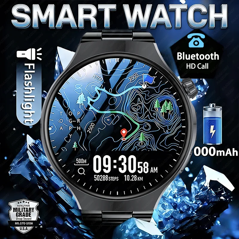 

Новинка 2026 года: мужские умные часы для активного отдыха с экраном 1,7 дюйма, аккумулятором 1000 мАч, LED-фонариком, более 100 спортивных режимов, функцией Bluetooth-звонков и мониторингом здоровья.