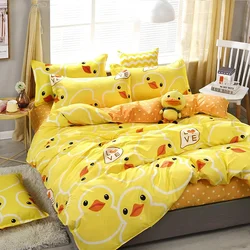 High Quality Yellow Duck Cartoon Style Bedding Set Bed Linings Duvet Cover Bed Sheet Pillowcases Cover Set 4pcs/set 51