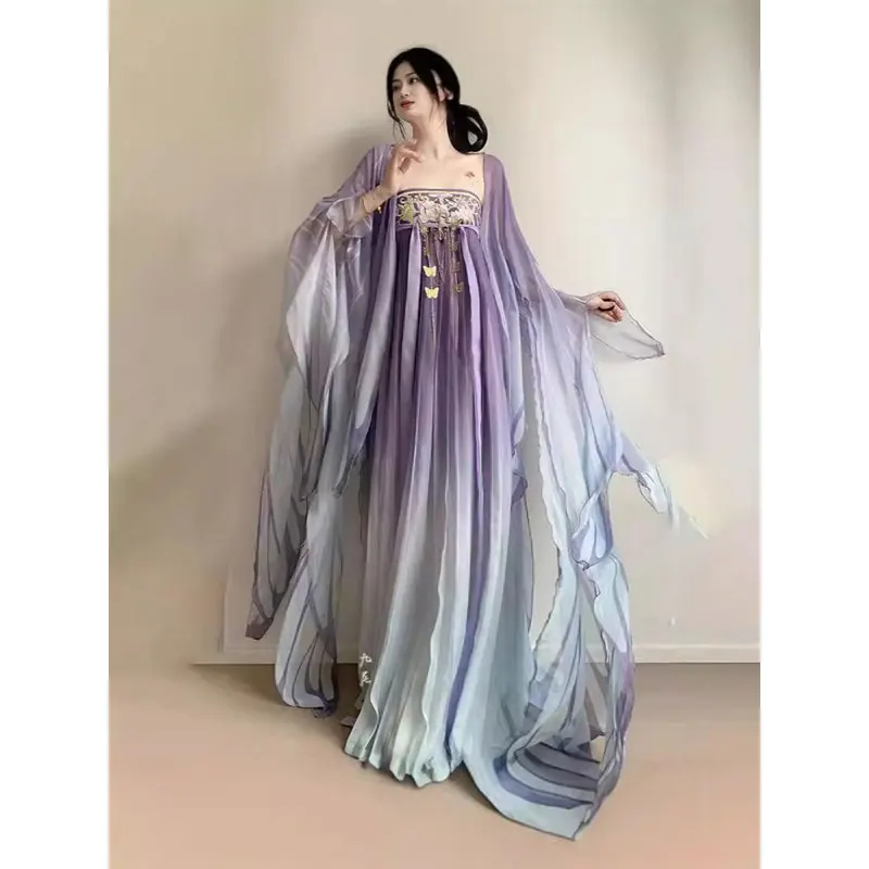 Purple Hanfu Dress Women Plus Size Long-sleeved Shirt Elegant Ancient Chinese Traditional Clothes Women Girls Dresses Party Suit