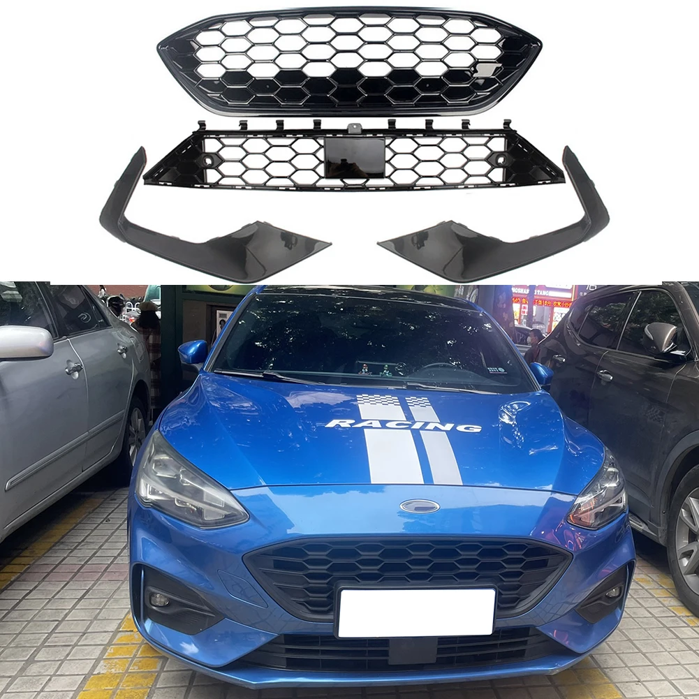 شبكة المبرد للسباق الأمامي شبكة المبرد العلوي والسفلي لفورد فوكس ST ST-Line 2019 2020 2021 2022 MK4 #1
