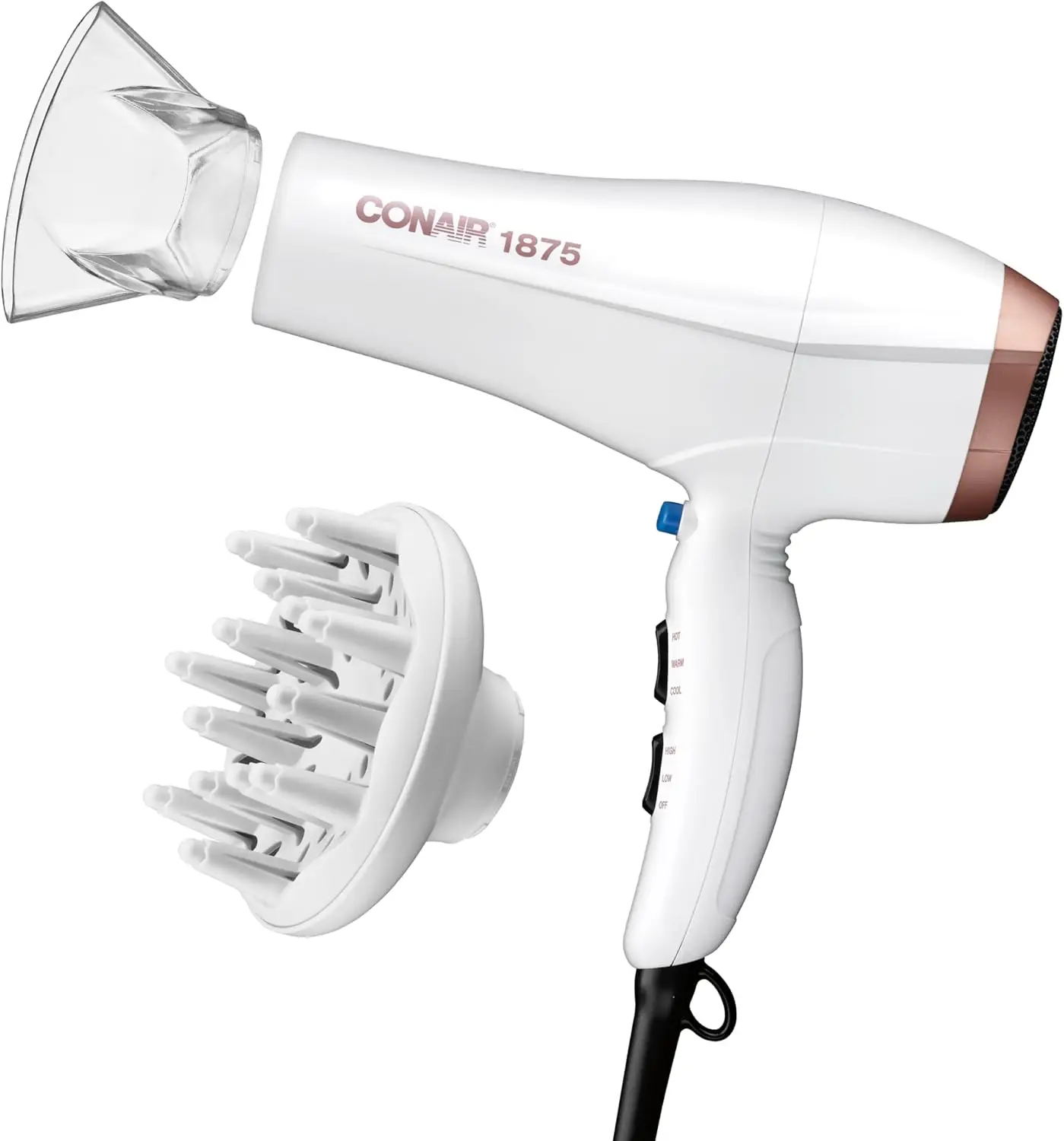 

Double Ceramic Hair Dryer, 1875W Blow Dryer with Diffuser and Concentrator, Ionic Conditioning, 3 Heat & 2 Speed Settings