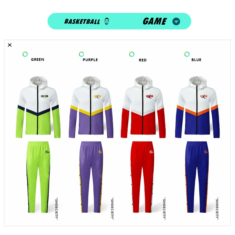 Basketball Sets For Men Hoodies Button-down Pants Sportswear Fitness Uniforms Running Windbreak Jacket Training Tracksuits Male