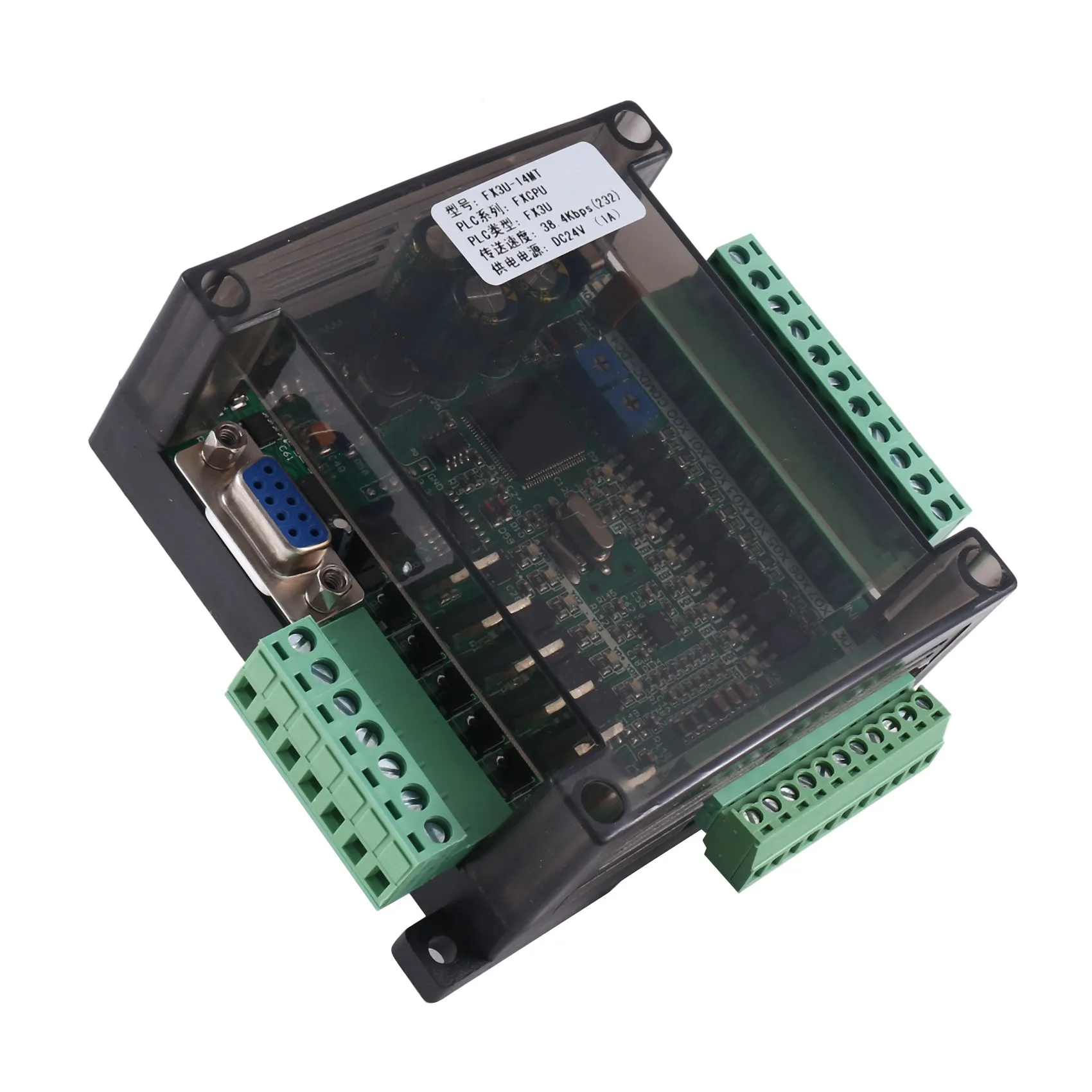 FX3U-14MT Compatible with FX1N 2N PLC Industrial Fx3U Data Register 8 in 6 Out Anolog 6AD 2DA Modbus 485(A)