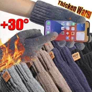 Weibliche Winter Warme Gestrickte Volle Finger Handschuhe Männer Solide Woolen Touchscreen Fäustlinge Frauen Dicke Warme Radfahren Fahren Handschuhe
