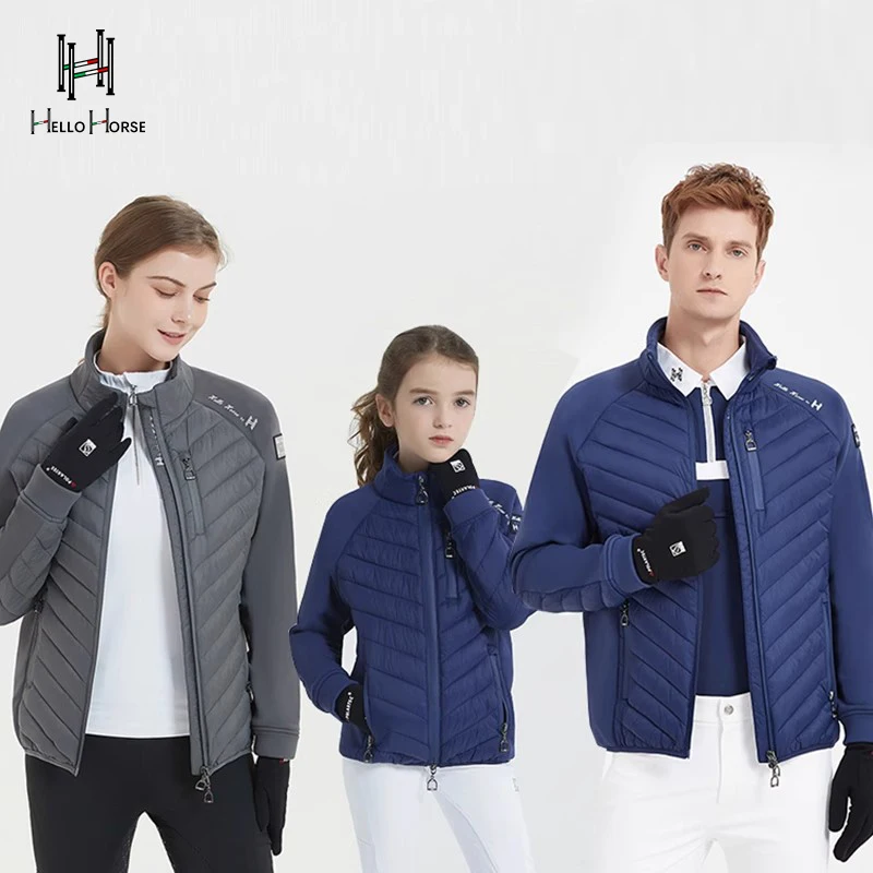 Hello Horse Equestrian Warm Jacket Outdoor Riding Clothing Men's and Women's Riding Clothing Lightweight Training Clothing Children's Equestrian Equipment down Jacket