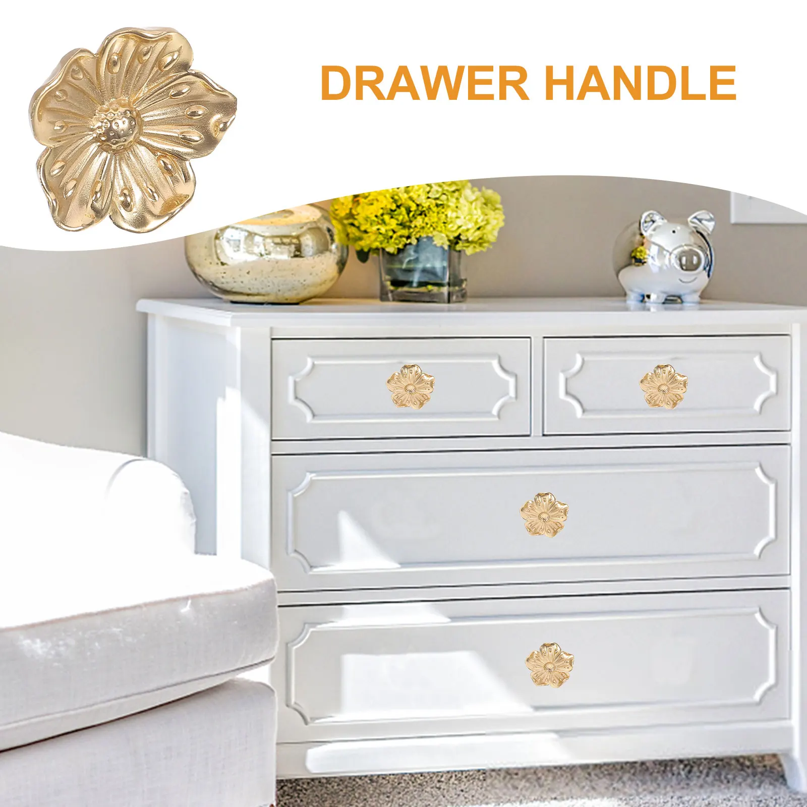 

Brass Flower Shaped Drawer Handle Furniture Knob Cabinet Pulls Decorative Door Hardware Plum Blossom Accessories