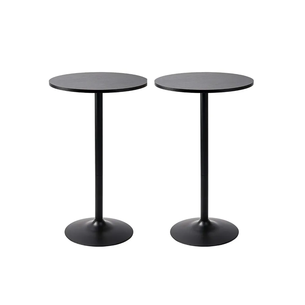 Santina-Lot de 2 tables rondes noires pour bar et pub