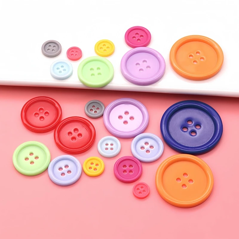10/15/20/25/30mm Bunte Plastik-Nähknöpfe Runde 4-Loch-Knöpfe für DIY-Bastelarbeiten, Scrapbooking, Heimdekoration, Kleidung, Nähzubehör – Detail 3