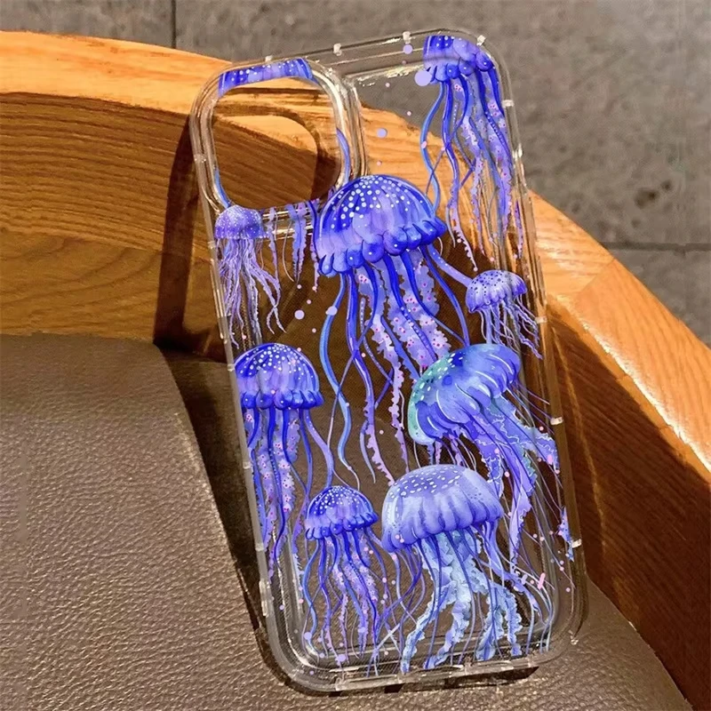 Ocean Jellyfish Print Phone Case for Samsung Galaxy S21 S22 S23 S24 S25 S26 Ultra Plus FE Note 20 A73 A55 A35 A33 A25 A15 Cover