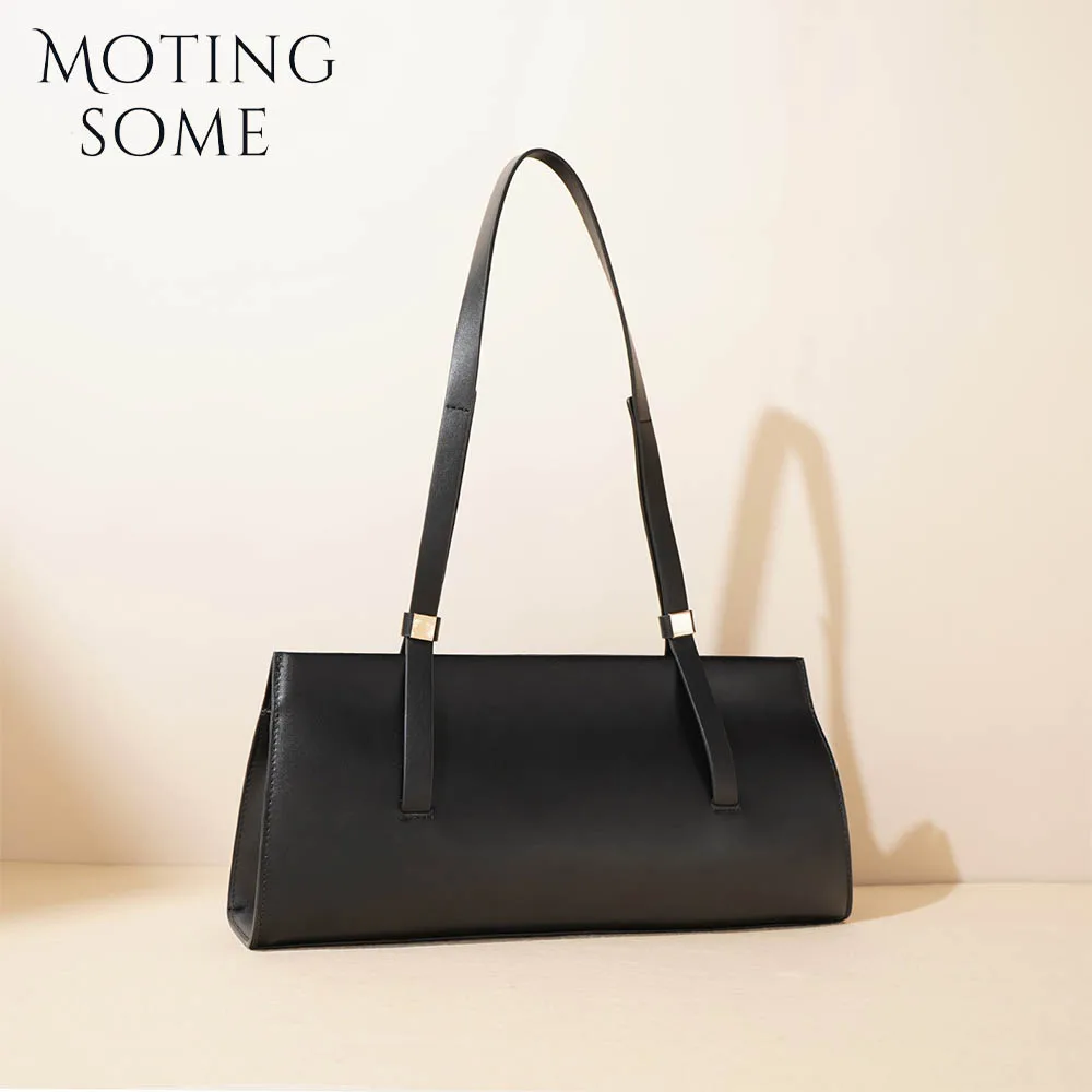 Motingsome Chic French Style Women Saddle Bags Underarm Shoulder Leather Purses Fashion Lady Daily Bag Luxury Designer Tote 2024