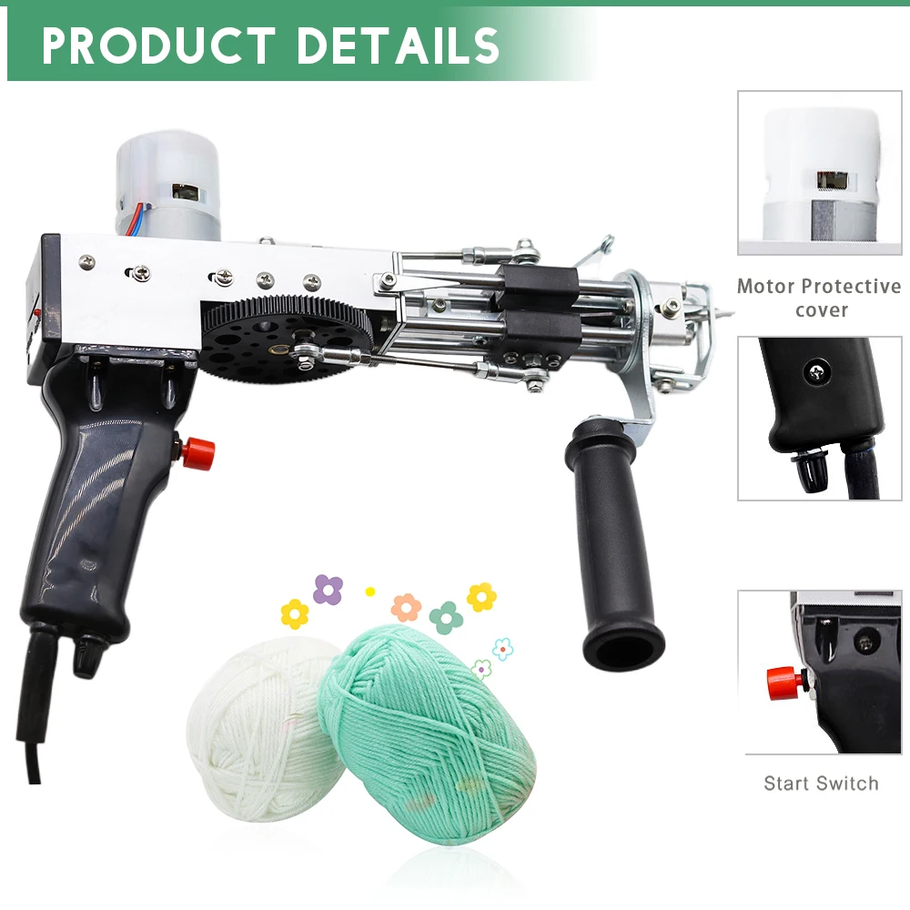 Tufting Gun, 2 in 1 Rug Gun Cut Pile and Loop Pile Electric Carpet Rug Gun Rug Maker Machine with Speed Adjustable for Beginners