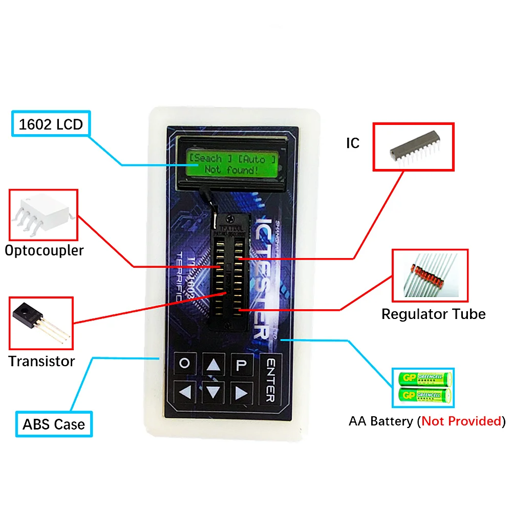 Integrated Circuit IC Chip Tester Transistor Optocoupler Operational Amplifier Regulator Tube Automatic Identification Device