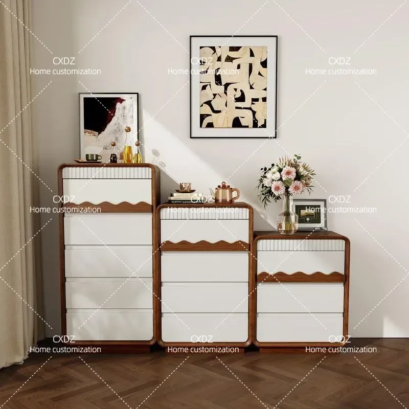 Medieval Style Solid Wood Chest of Drawers 8 Drawer Storage Cabinet for Living Room Bedroom Bedside Nightstand Wall Unit