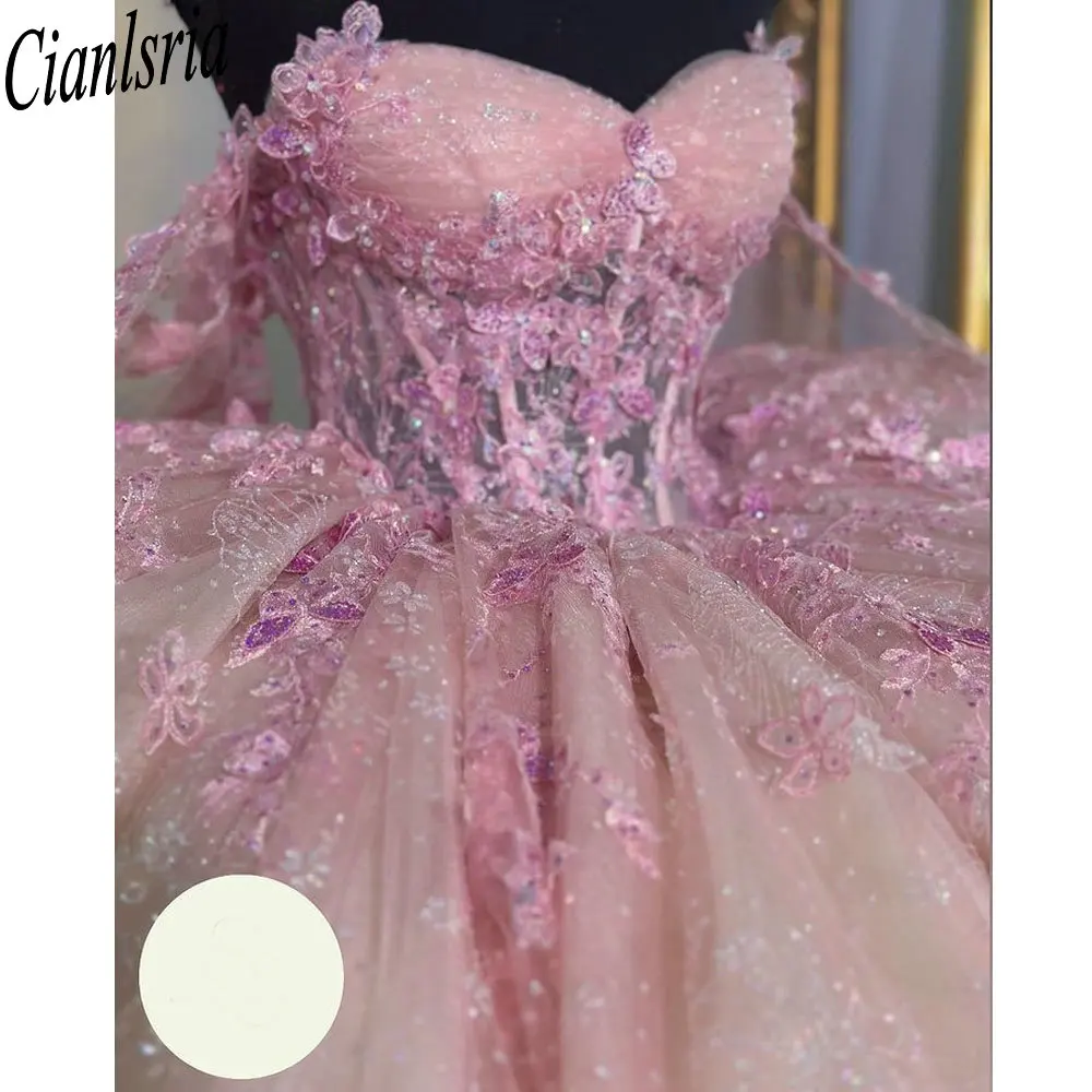 Vestido De quinceañera con lentejuelas y cristales brillantes, traje De baile con tirantes finos, ilusión dulce, 15 Años