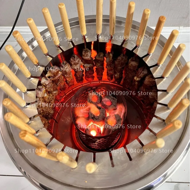 

Угольный бездымный гриль-барбекю, гриль для приготовления пищи на открытом воздухе, подвесная духовка из нержавеющей стали для шампуров из ягненка и курицы, домашнего использования