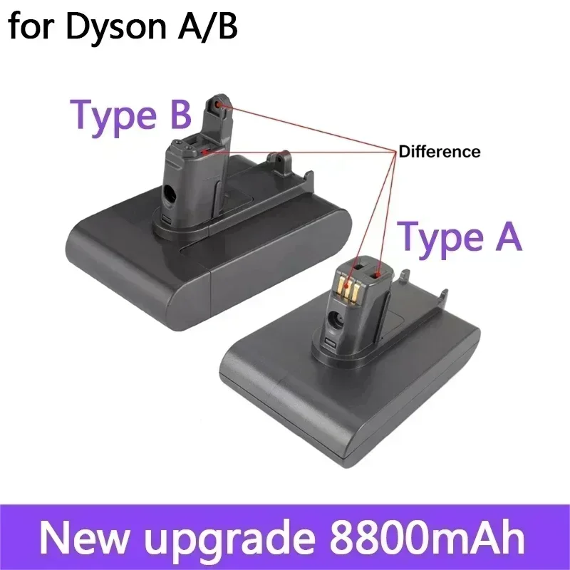 Dyson 22.2V 8800mAh cocok dengan TypeA atau B baterai vakum Li-ion untuk Dyson DC35, DC45 DC31, DC34, DC44, DC31 hewan, DC35 hewan & 8.8Ah