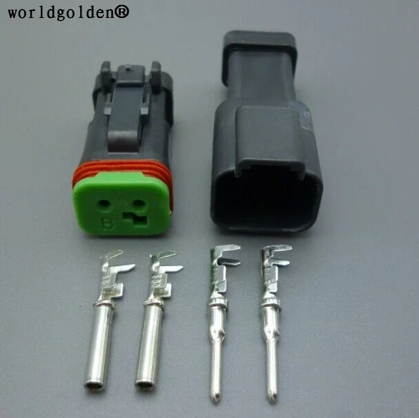 Worldgolden 2 Pin DT Series Waterproof DT04-2P-E005 DT06-2S-E005 Female Male Black Electrical Automotive Connector