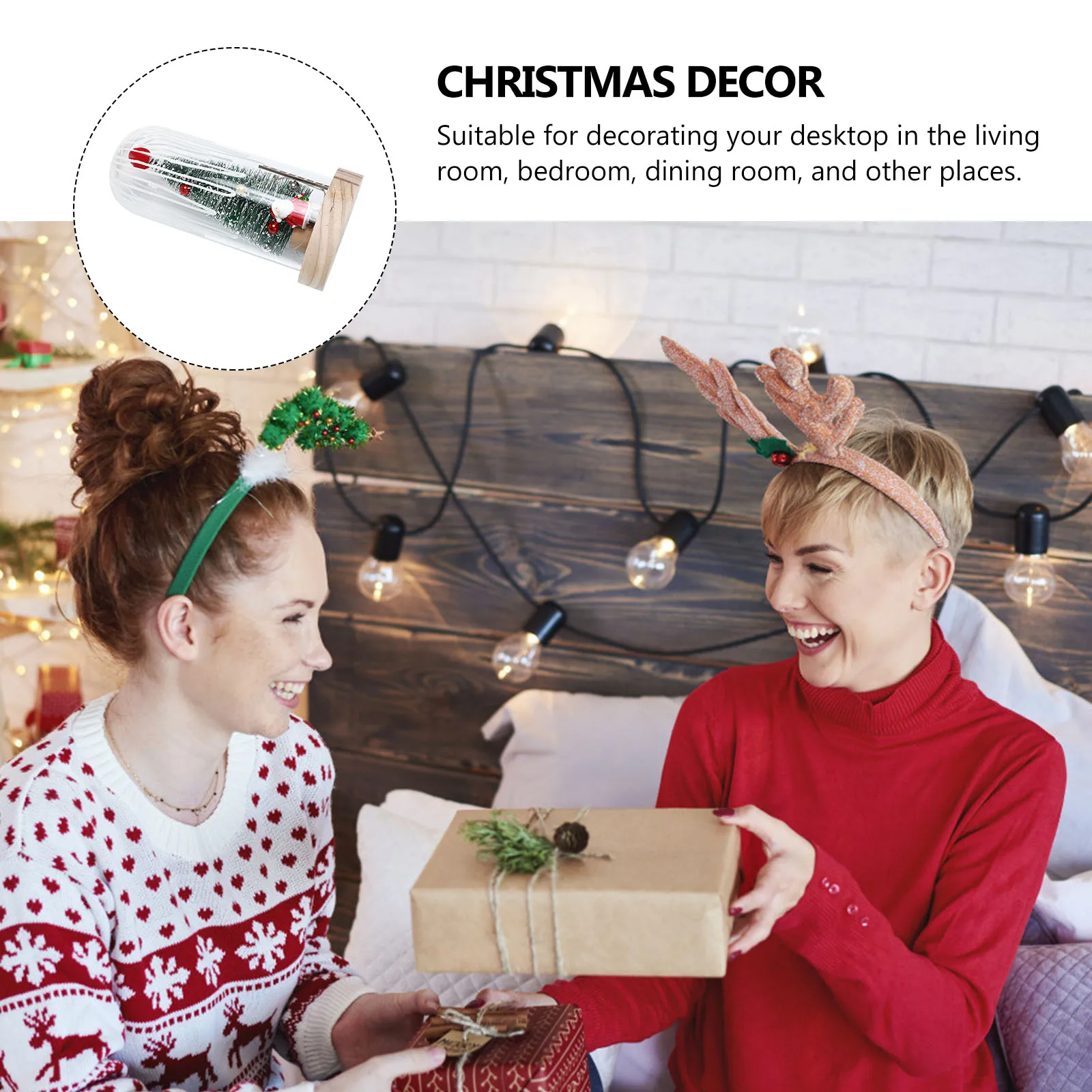 

Christmas Tree Light Glass Cover Xmas LED Decor Mini Lamp Desktop Bedroom Christmas Decor Room Dining Ornament