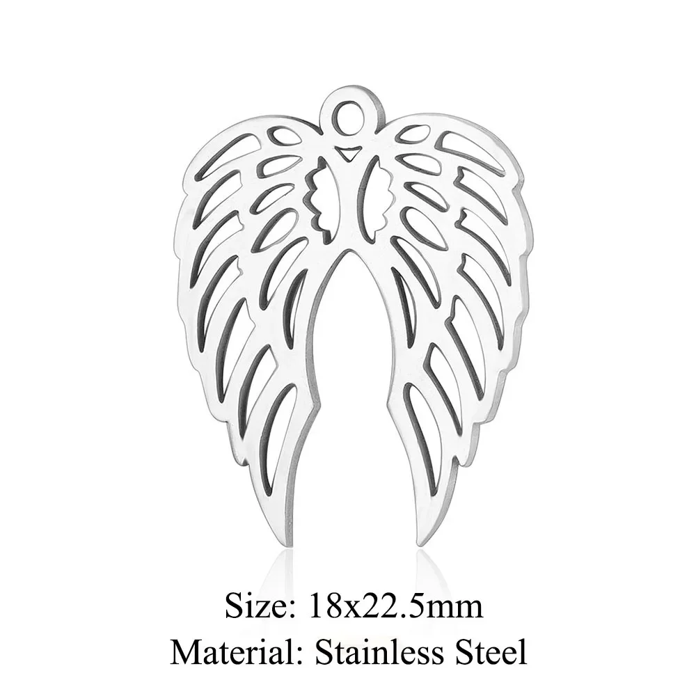10pcs/lot Stainless Steel Wings Angel DIY Charm Pendant Wholesale Geometry Jewelry Findings Necklace Making Top Quality