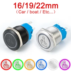 16/19/22mm Rear Light Push Button Switch Despise Symbol Power Sign Waterproof Car Engine Sport Start Stop 6V 12V 24V 220V