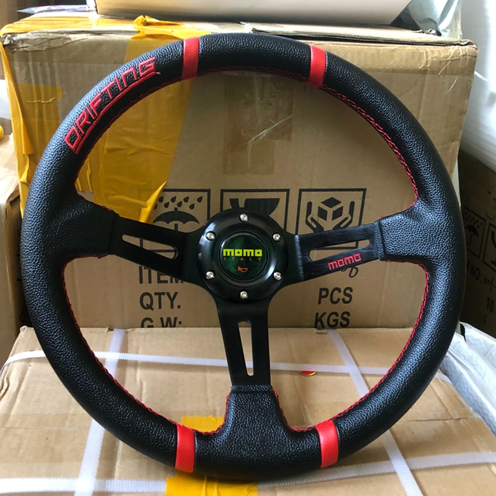 

Drifting Universal 14Inch Racing MOMO Steering Wheel Car Drift JDM PVC Leather Steering Wheel Volantes For VW HONDA TOYOTA BMW