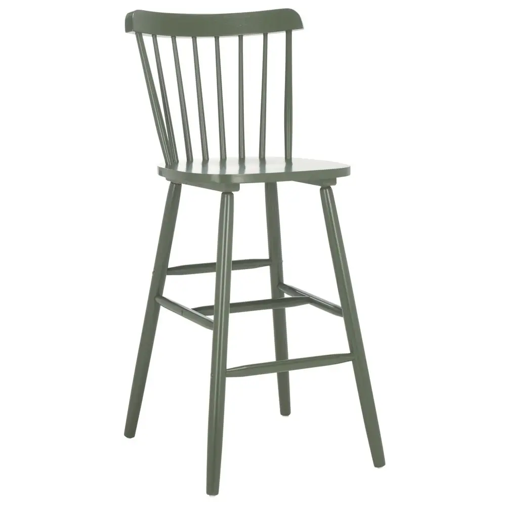 

Home Collection Galena Bar Stool Set of 2, Dusty Green Solid Wood, 30inch Seat Height, Farmhouse Windsor Spindle Back Design BS